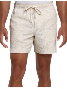 NWT Express Men’s Beige & White Seersucker Drawstring Shorts Size XXL